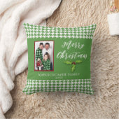 ワンフォトホリデーグリーンと白千鳥格子の クッション (ブランケット)