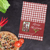 ワンフォトホリデー赤と白千鳥格子の キッチンタオル