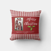 ワンフォトホリデー赤と白千鳥格子の クッション (正面)