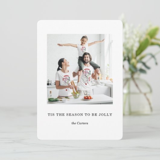 ワンフォトミニマルクリスマスシーズンファミリーグリーティング シーズンカード (スタンド正面)