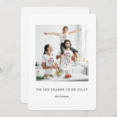 ワンフォトミニマルクリスマスシーズンファミリーグリーティング シーズンカード (正面/裏面)