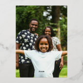 ワンフォトメリークリスマスタイポグラフィシンプル金ゴールド 箔シーズンカード (裏面)