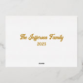 ワンフォトメリークリスマスファミリー金ゴールド 箔シーズンカード (裏面)