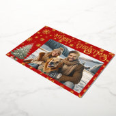 ワンフォトメリークリスマスファミリー金ゴールド 箔シーズンカード (回転した状態)