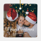 ワンフォトメリークリスマス書道文字白 セラミックオーナメント (裏面)