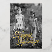 ワンフォトレタリングオーバーレイハッピーホリデーズ金ゴールド 箔シーズンカード (正面)