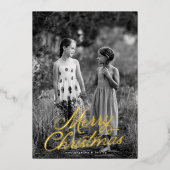 ワンフォトレタリングオーバーレイメリークリスマス金ゴールド 箔シーズンカード (正面)