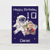 ワンフォト宇宙飛行士10歳の誕生日カード カード (正面)