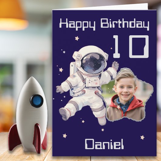 ワンフォト宇宙飛行士10歳の誕生日カード カード