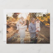 ワンフォト素朴金ゴールドスクリプトハッピーホリデーカード シーズンカード (正面)