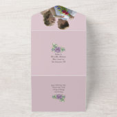 ワンフォト結婚式招待状 紫の花 オールインワン招待状 (外側)