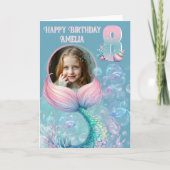 ワンフォト・人魚の尾・8歳の誕生日カード カード (正面)