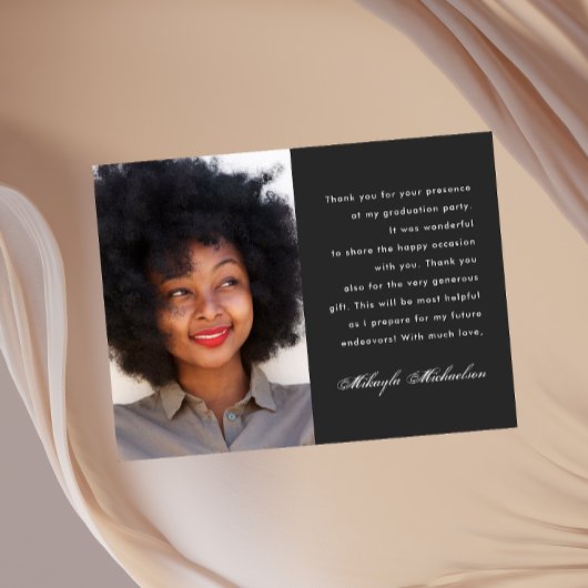 ワンフォト 卒業 ありがとう チャコールグレー ポストカード