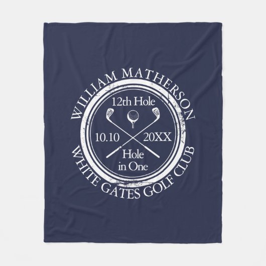 ワンブルーのゴルフホ王室のールパーソナライズされた フリースブランケット (正面)