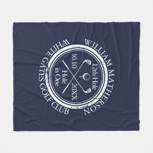 ワンブルーのゴルフホ王室のールパーソナライズされた フリースブランケット (正面(横))