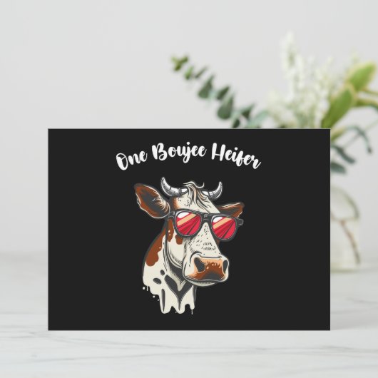 ワンブージェハイファーおもしろいカウヴィンテージレトロ 招待状 (スタンド正面)