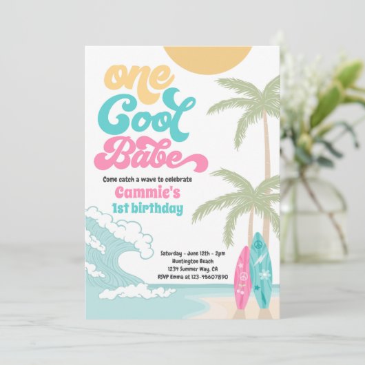ワンベクールーレトロサーフ1st誕生日パーティー 招待状 (スタンド正面)