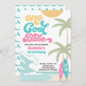 ワンベクールーレトロサーフ1st誕生日パーティー 招待状 (正面/裏面)