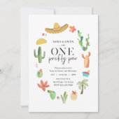 ワンペクリピアクツイン1歳の誕生日招待状 招待状 (正面)