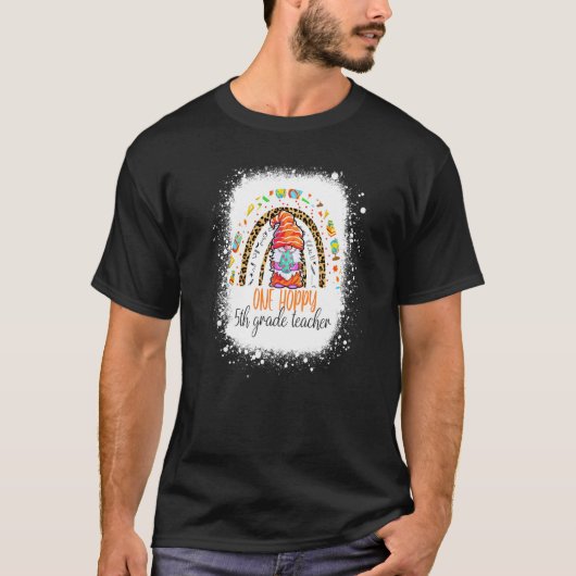 ワンホッピー5年生先生イースターヒョウ虹 Tシャツ (正面)