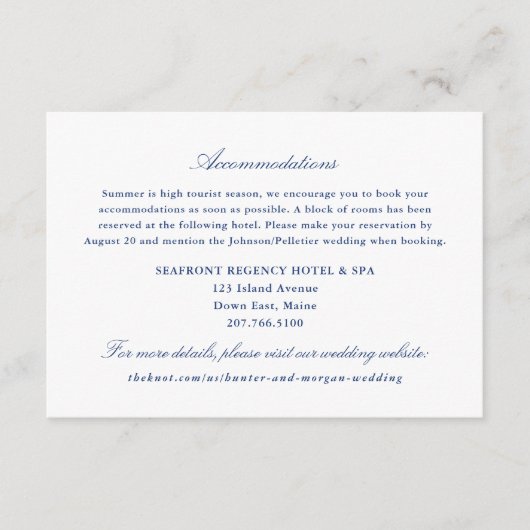 ワンホテル宿泊施設インサートカード – ペノブスコット エンクロージャーカード (正面)