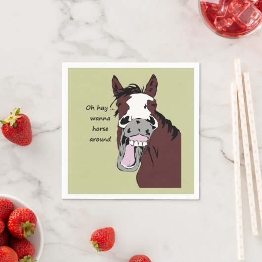 ワンホースのまわりにホースおもしろい引用文またはことわざ スタンダードカクテルナプキン (インサイチュ)