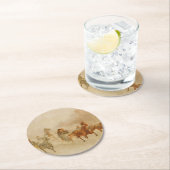 ワンホースオープンそりのレースクリスマス ラウンドペーパーコースター (インサイチュ)