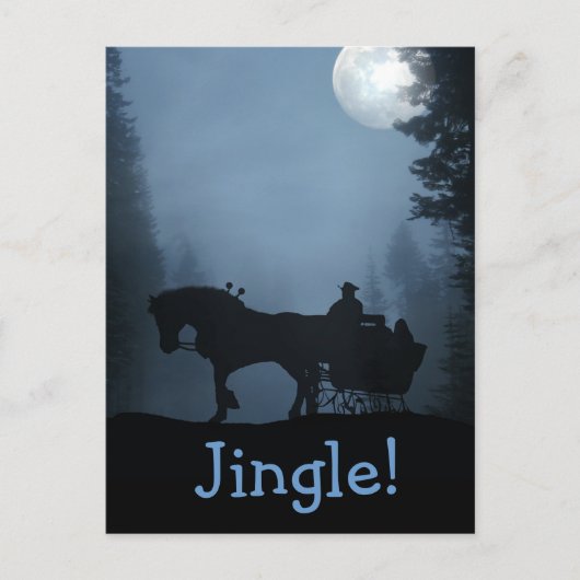 ワンホースオープンスリー葉書クリスマスズホリデイ シーズンポストカード (正面)