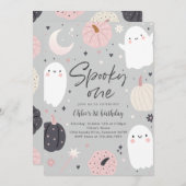 ワンボホ不気味ハロウィーン幽霊1st誕生日パーティー 招待状 (正面/裏面)