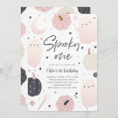 ワンボホ不気味ハロウィーン幽霊1st誕生日パーティー 招待状 (正面/裏面)