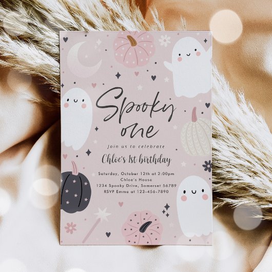 ワンボホ不気味ハロウィーン幽霊1st誕生日パーティー 招待状