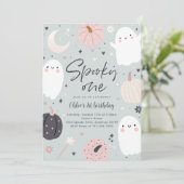 ワンボホ不気味ハロウィーン幽霊1st誕生日パーティー 招待状 (スタンド正面)