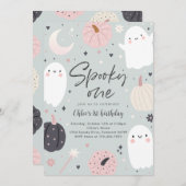 ワンボホ不気味ハロウィーン幽霊1st誕生日パーティー 招待状 (正面/裏面)