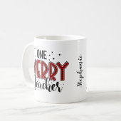 ワンメリー先生パーソナライズされたクリスマス コーヒーマグカップ (正面左)