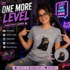 ワンモアレベル ネコゲーマーTシャツ | かわいいゲーミングキャット トライブレンドＴシャツ