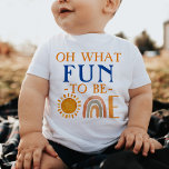 ワンユニークウォーター色ボホ ベビーTシャツ<br><div class="desc">美しい水色の太陽と虹 – ワン – ベビーTシャツ</div>