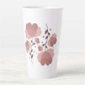 ワンラインアート蝶と美しいピンクの花 カフェラテマグ (正面)