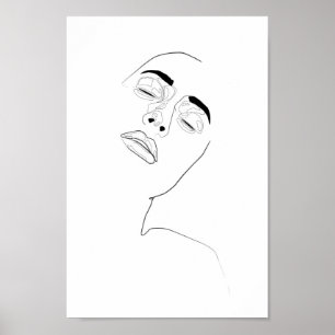 ワンラインウィメンズファッションイラストレーション ポスター