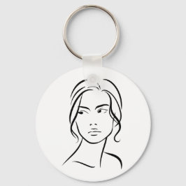 ワンラインウーマン顔スケッチ4 キーホルダー