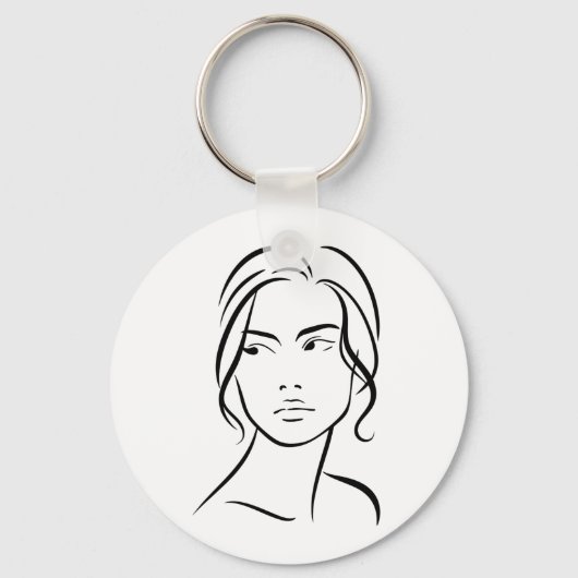 ワンラインウーマン顔スケッチ4 キーホルダー (正面)