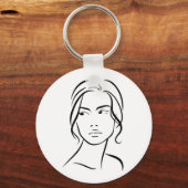 ワンラインウーマン顔スケッチ4 キーホルダー (正面)