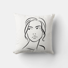 ワンラインウーマン顔スケッチ4 クッション