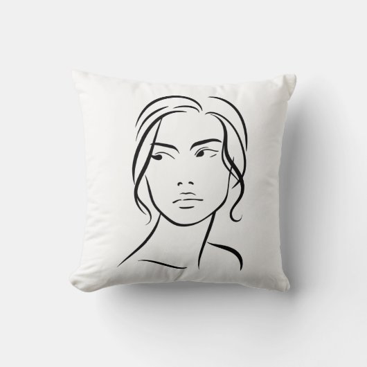 ワンラインウーマン顔スケッチ4 クッション (正面)