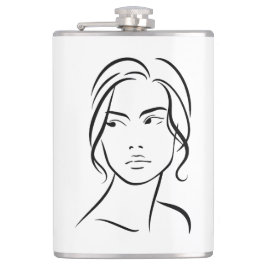 ワンラインウーマン顔スケッチ4 フラスク