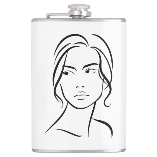 ワンラインウーマン顔スケッチ4 フラスク (正面)