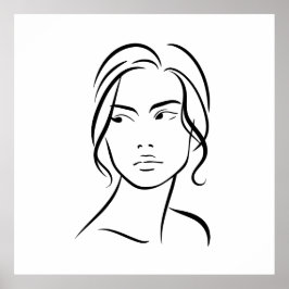 ワンラインウーマン顔スケッチ4 ポスター