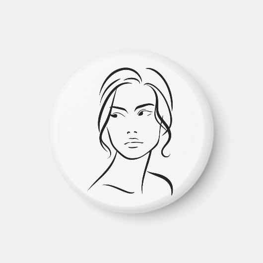 ワンラインウーマン顔スケッチ4 マグネット (正面)