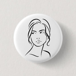 ワンラインウーマン顔スケッチ4 缶バッジ