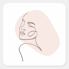 ワンラインウーマン顔スケッチ スクエアシール