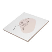 ワンラインウーマン顔スケッチ タイル (側面)